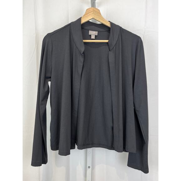 J. JILL Open Front Short Cardigan Topper Stretch Jersey Knit Gray Petite S PS - Picture 1 of 8
